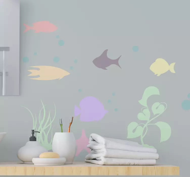 Fish wall sticker underwater life scene - TenStickers