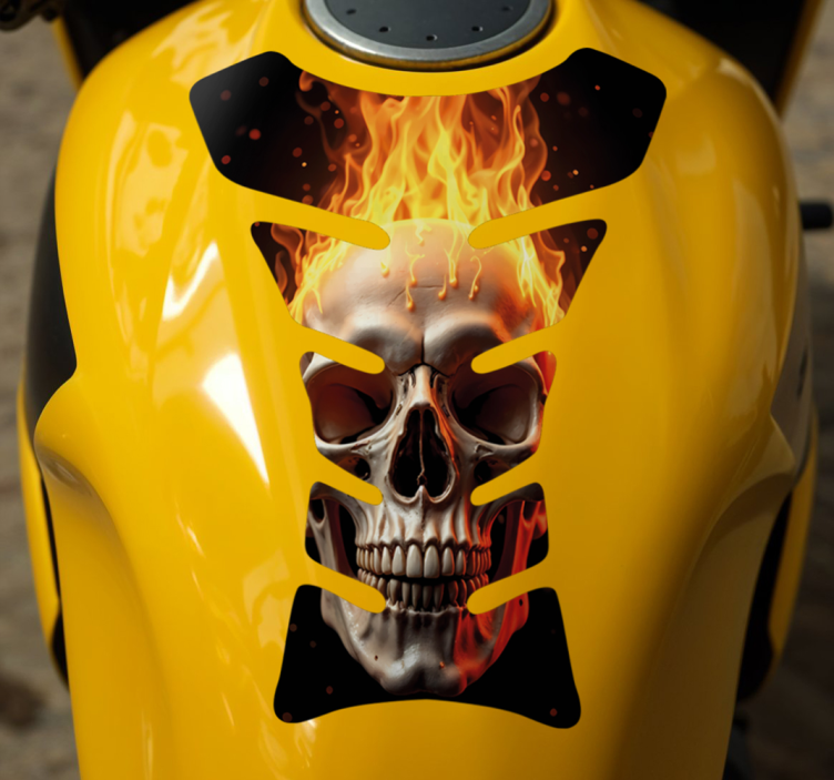 Flaming Skull motorbike sticker - TenStickers