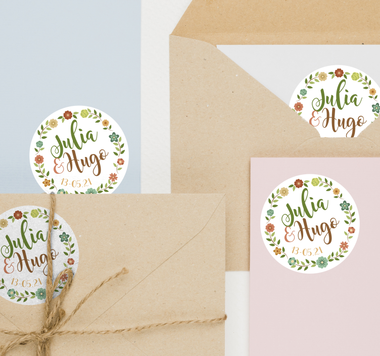 Floral Couple Emblem wedding sticker - TenStickers