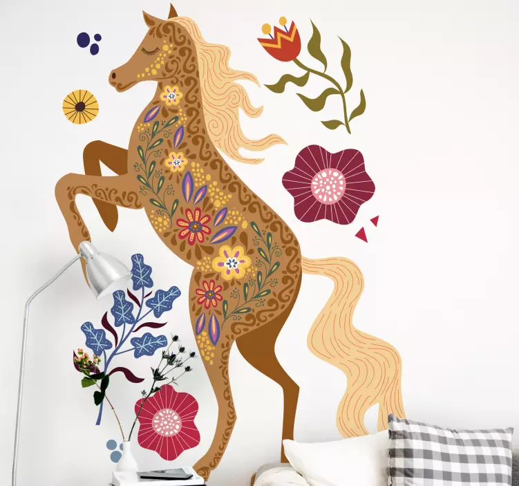 Floral Horse Pattern sticker - TenStickers