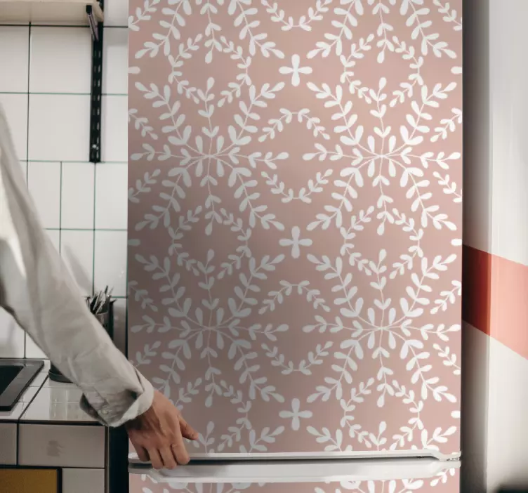 Floral Motif Cover fridge sticker - TenStickers