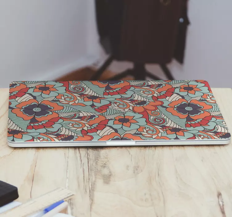 Floral paisley laptop decal - TenStickers