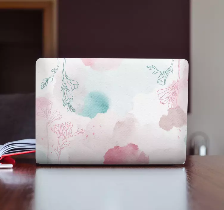 Floral watercolor motif laptop skin - TenStickers