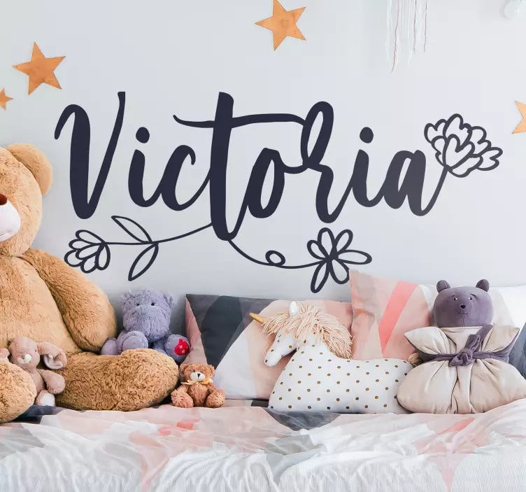 Customisable flower headboard illustration wall sticker - TenStickers