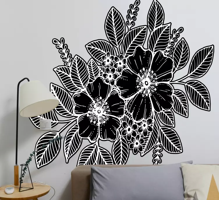 Flower wall sticker botanical leaf design - TenStickers