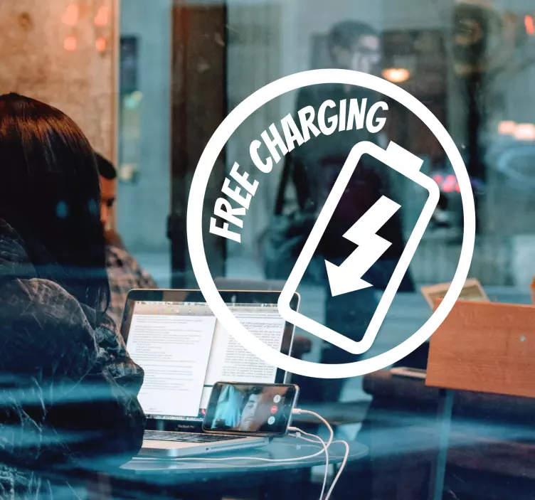 Free Charging Shop Window Sticker - TenStickers