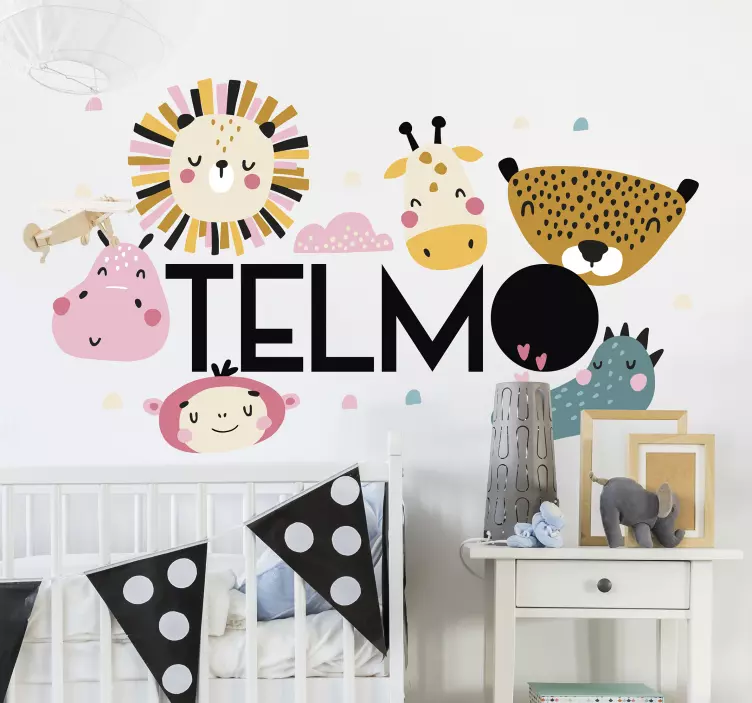 Friendly Animal Faces wall sticker for kids - TenStickers