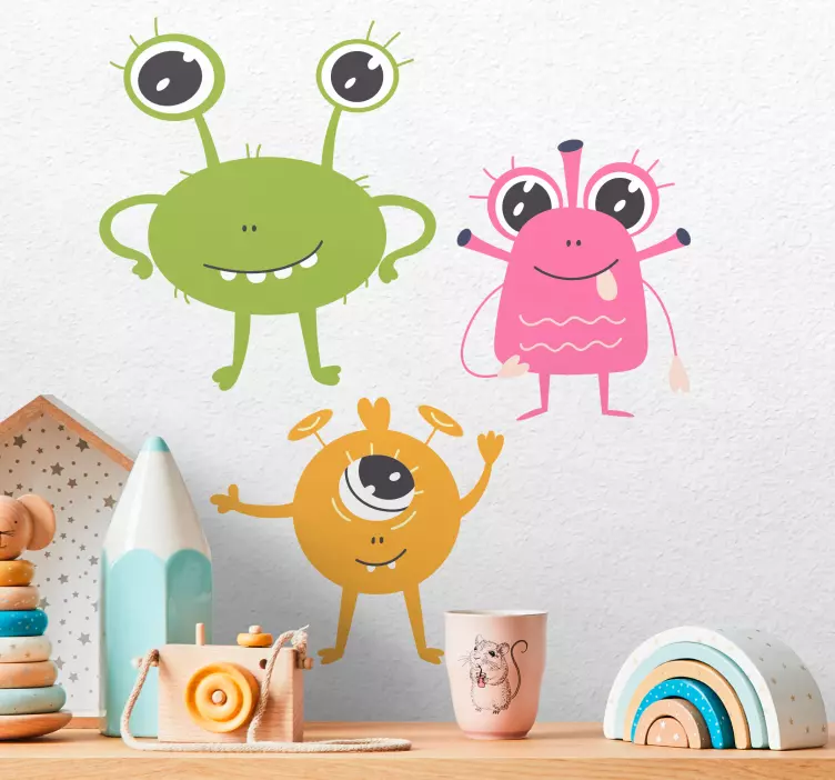 Friendly Colorful Monsters wall sticker for kids - TenStickers