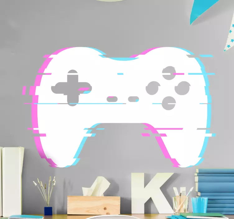 Gaming glitched remote video gaming wall sticker - TenStickers
