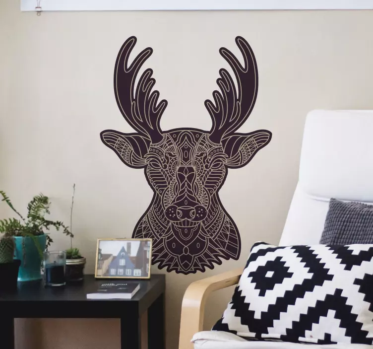 Geometric deer face sticker - TenStickers