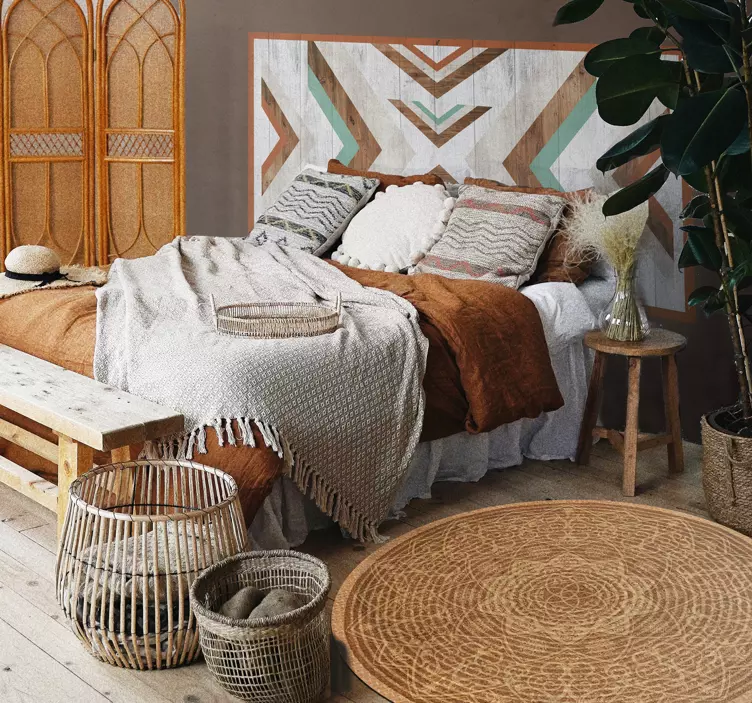 Geometric patterned design headboard wall sticker - TenStickers