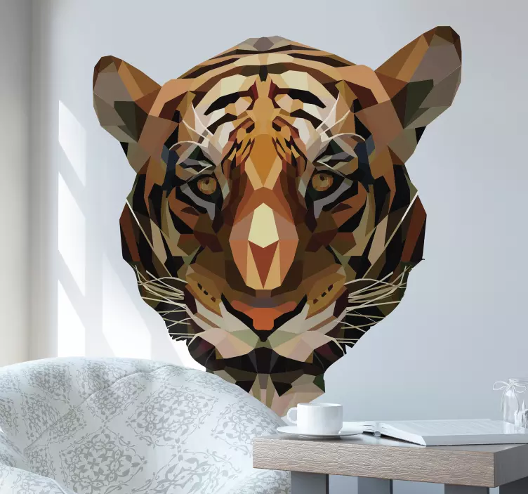 Geometric Tiger Face wild animal sticker - TenStickers