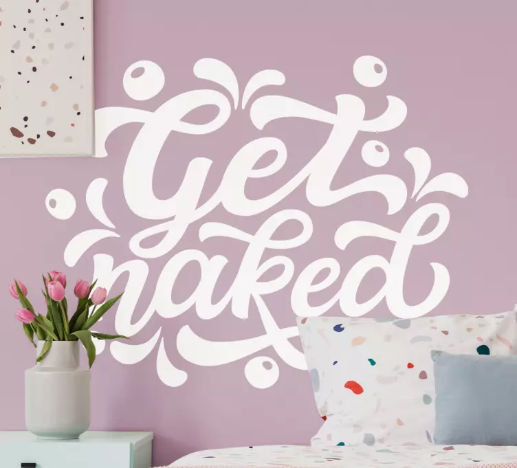 Get naked bath text bathroom wall sticker - TenStickers