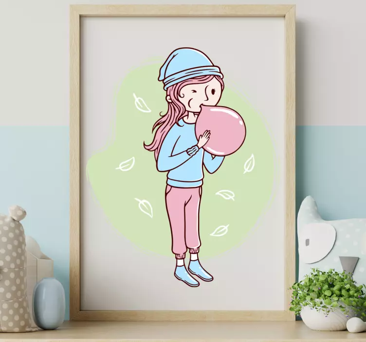 Girl Blowing Bubble wall sticker for kids - TenStickers