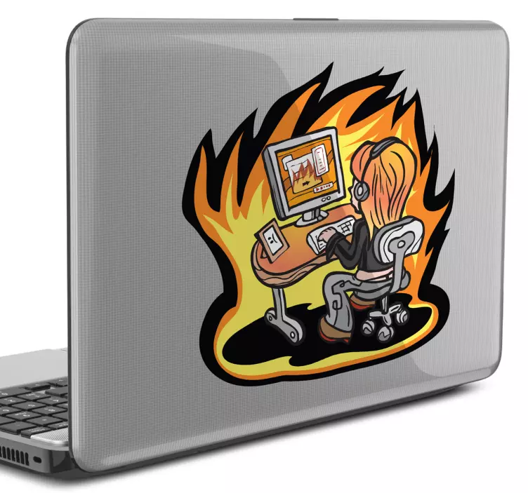 Girl on Fire Laptop Sticker - TenStickers