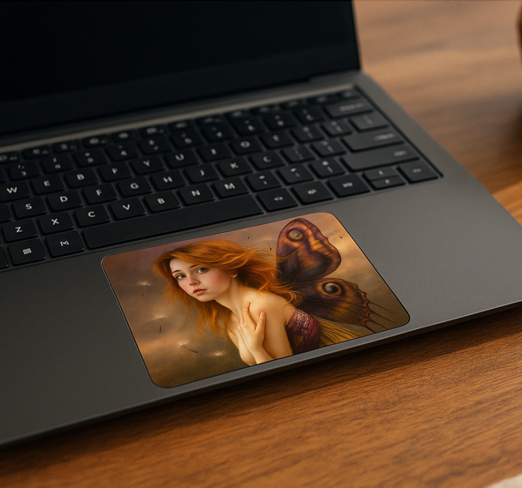 Girl with floating dandelions Touchpad sticker - TenStickers