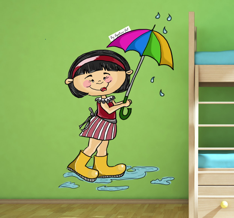 Girl with umbrella wall sticker for kids - TenStickers