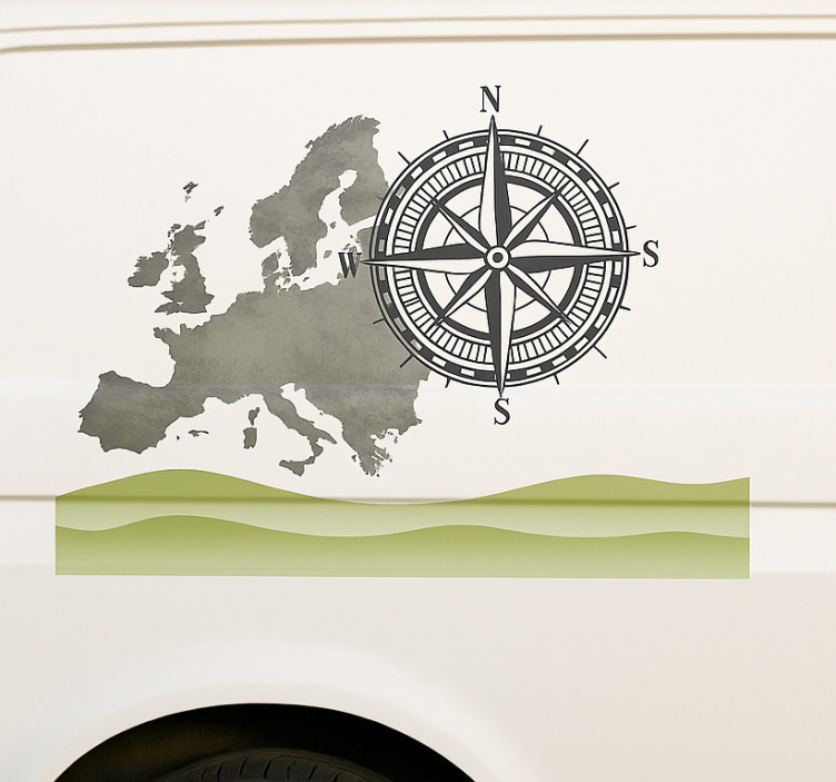 Global landscape and compass caravan decal - TenStickers