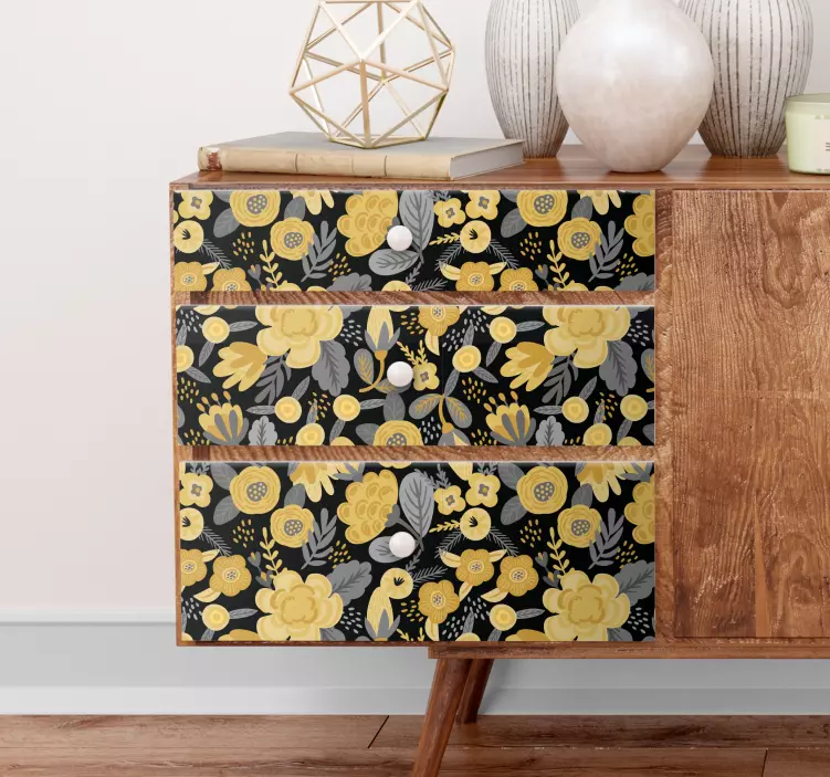 Golden polish folklore pattern furniture decal - TenStickers