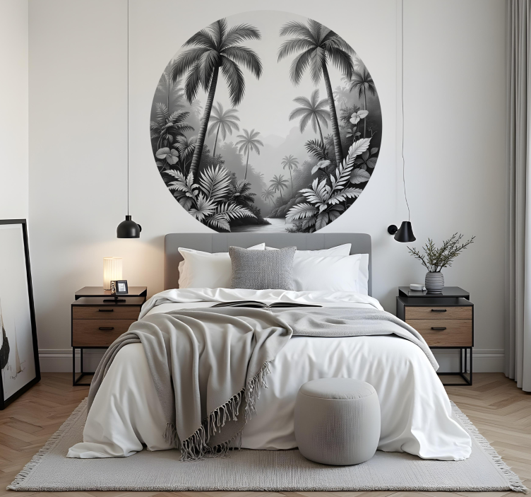 Gray fern forest wall decal - TenStickers