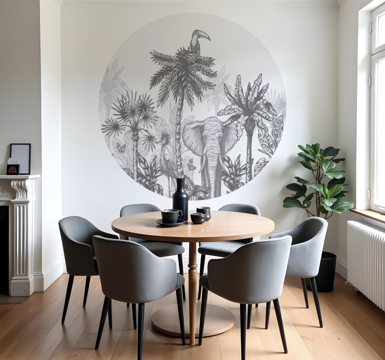 Gray safari cercle wall decal - TenStickers