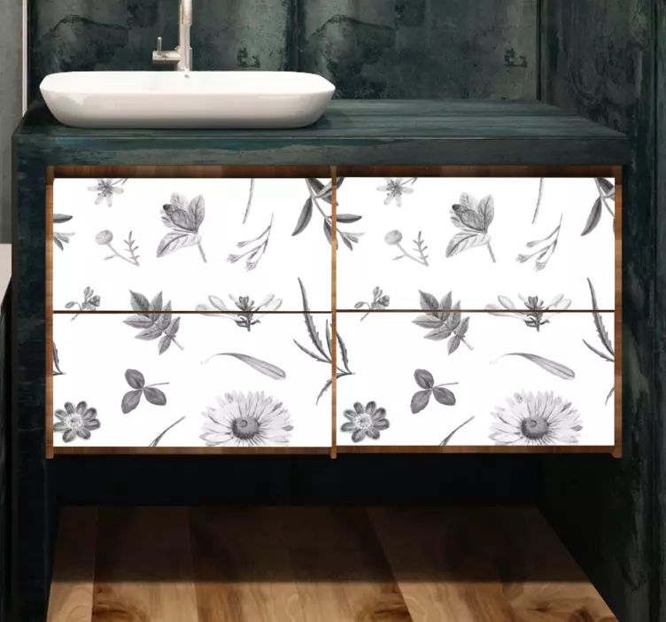 Gray sprint flowers furniture sticker - TenStickers