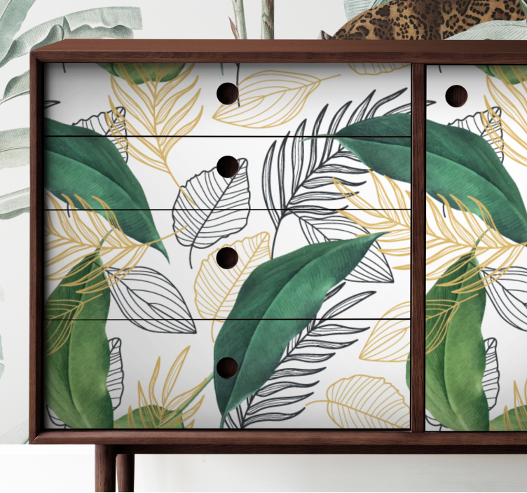 Green and gold leaves furniture sticker - TenStickers