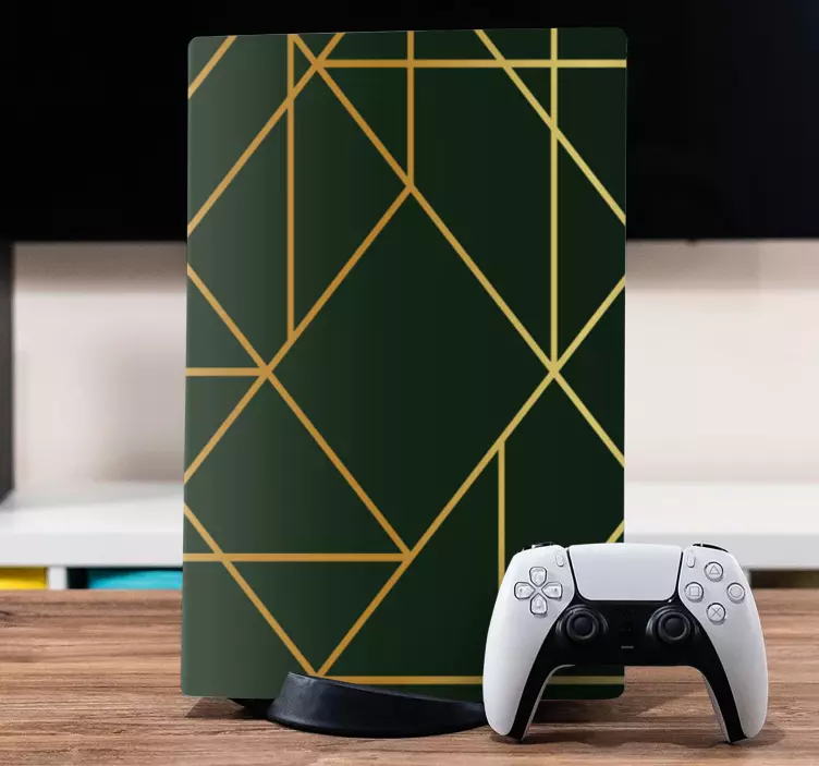 Green texture with gold lines pattern PS5 decal - TenStickers