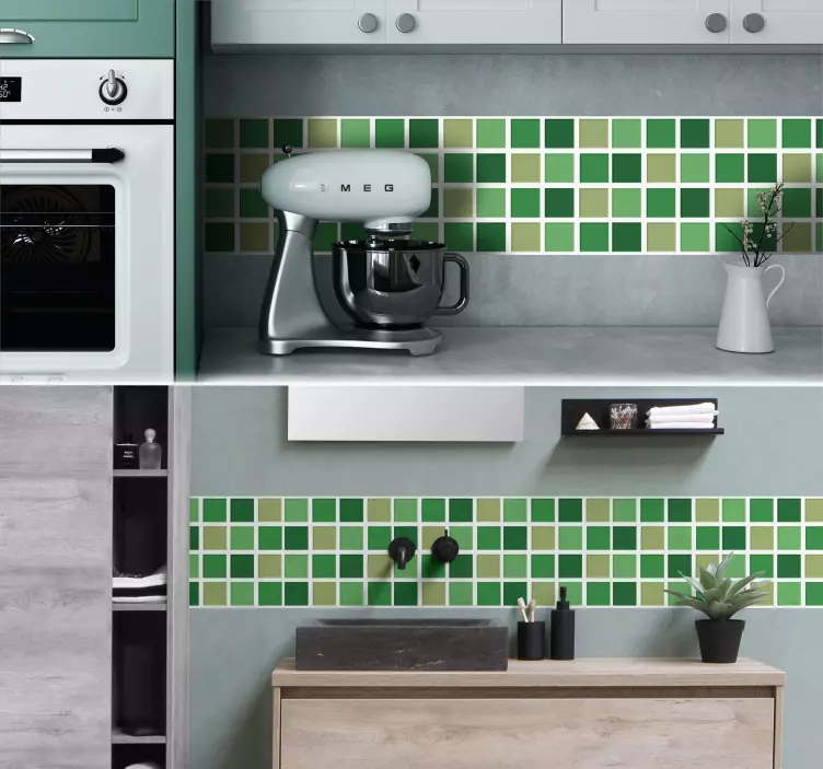 Green tones border tile stickers - TenStickers