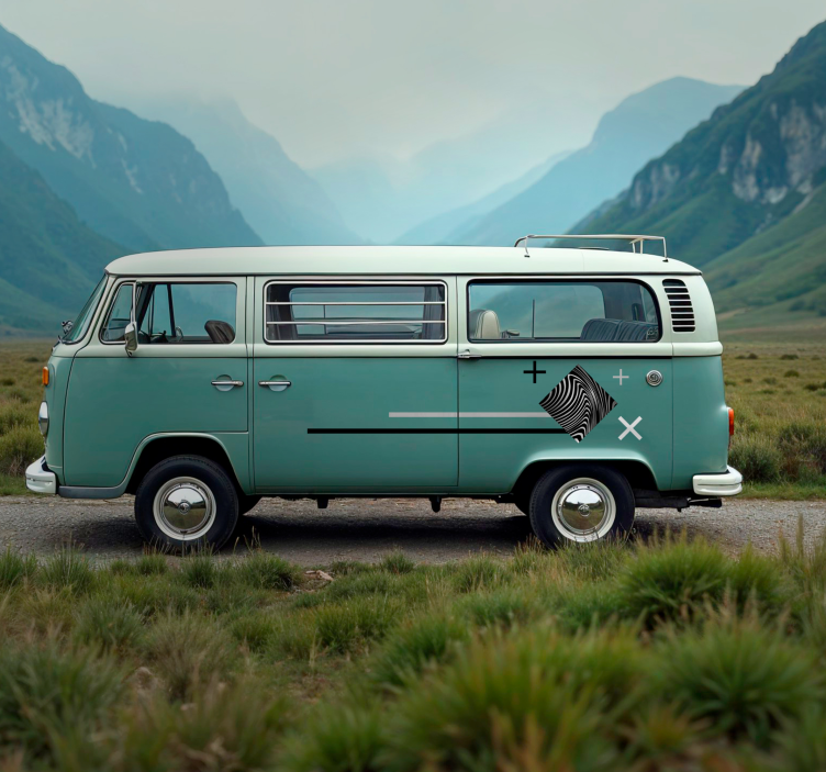 Grey stripes caravan decal - TenStickers