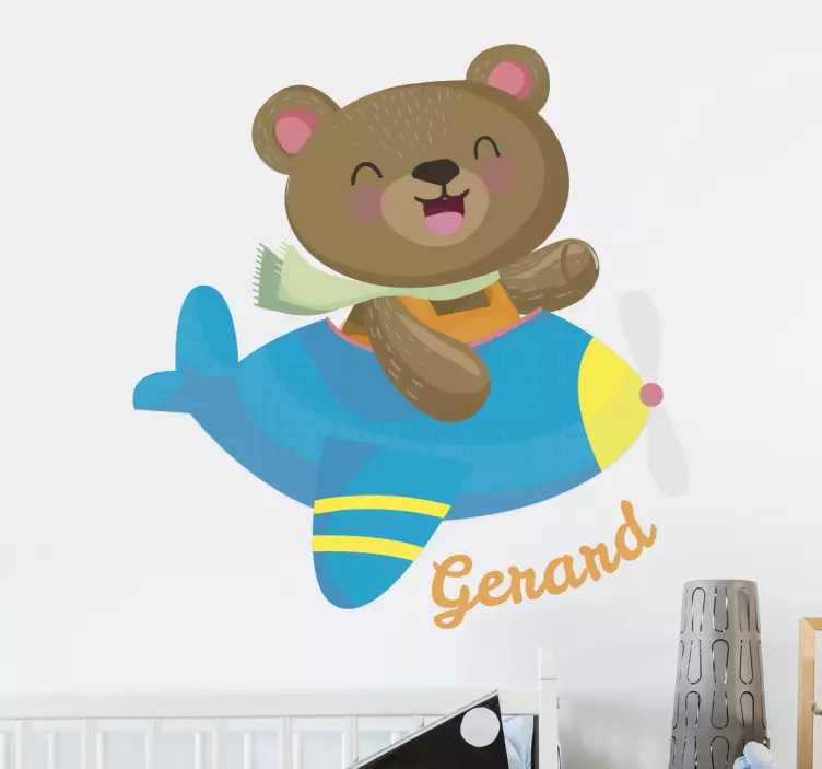 Happy Bear Pilot wall sticker for kids - TenStickers