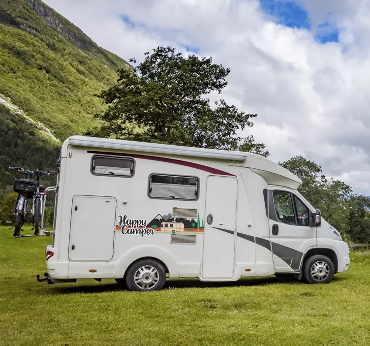 Happy Camper caravan decal - TenStickers
