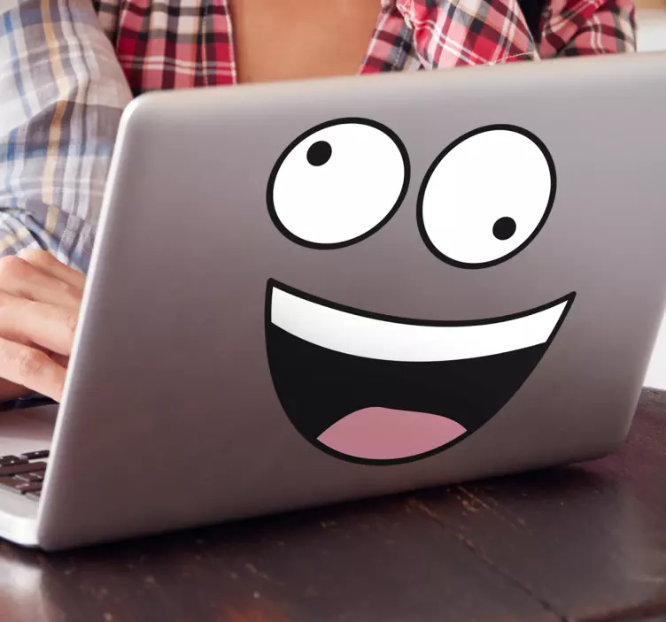Happy emoji laptop sticker - TenStickers