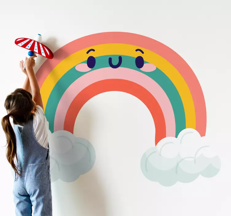 Happy rainbow art wall sticker for kids - TenStickers
