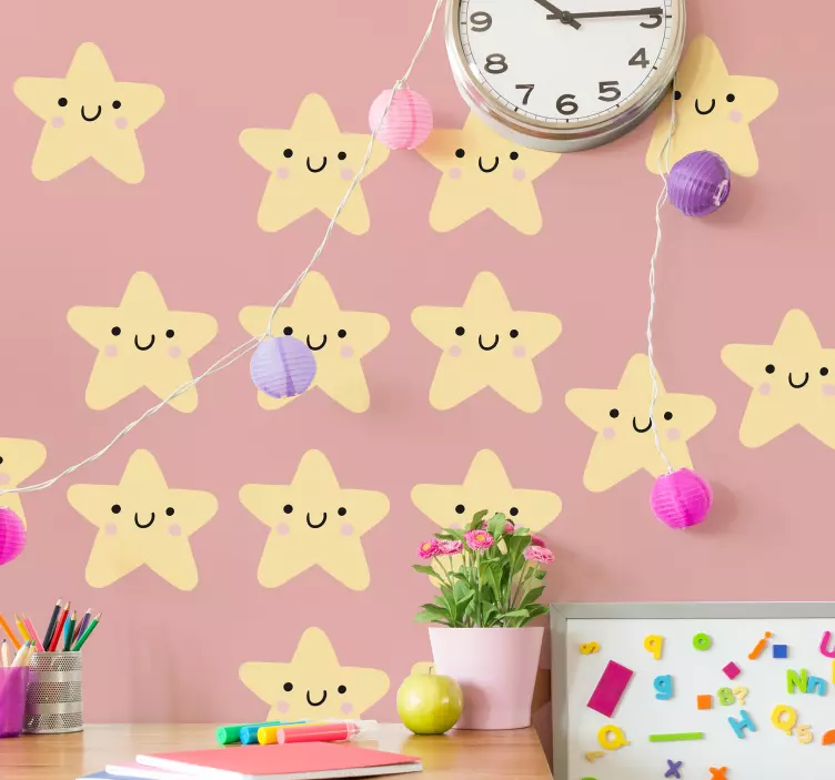 Happy Star Faces wall sticker for kids - TenStickers