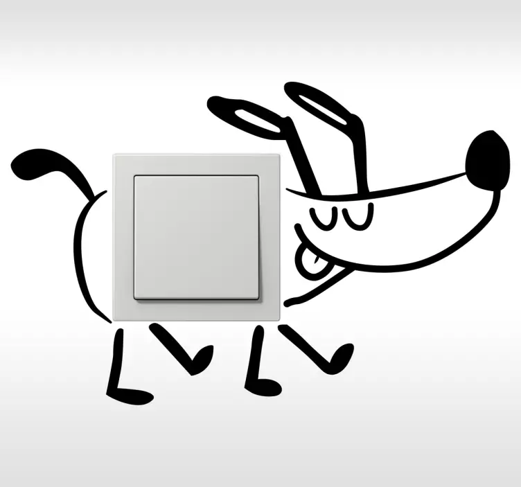 Happy walking dog light switch sticker - TenStickers