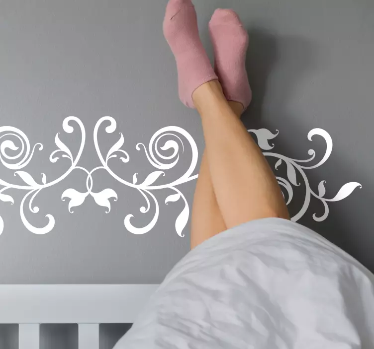 Headboard wall sticker graceful botanical curl - TenStickers