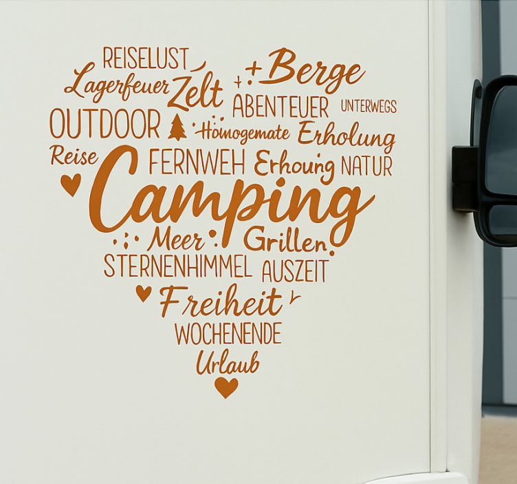 Heart Camping Word Bomb  caravan decal - TenStickers