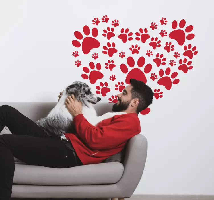 Heart Paw Prints pet sticker - TenStickers