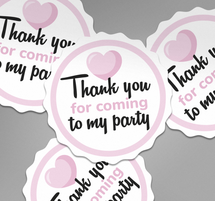 Heart "thank you for coming to my party" sticker - TenStickers
