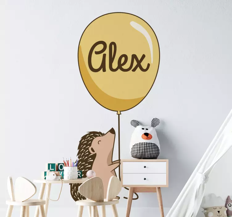 Hedgehog With Balloon wall sticker for kids - TenStickers