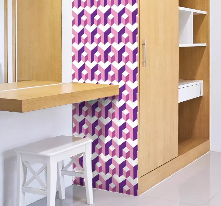 hexagonal trompe l'oeil furniture sticker - TenStickers