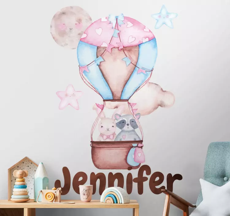 Custom hot air balloon wall sticker for kids - TenStickers
