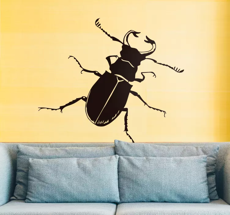 Intricate Beetle Silhouette insect wall sticker - TenStickers
