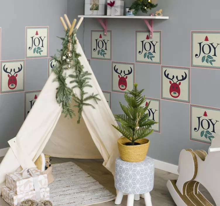 Joy and reindeer  tile sticker - TenStickers