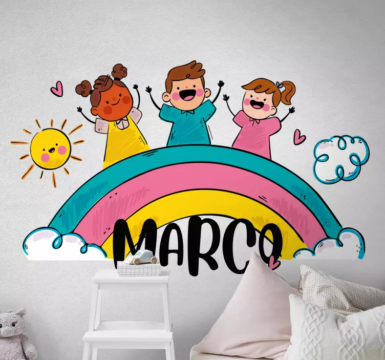 Joyful Rainbow Scene wall sticker for kids - TenStickers
