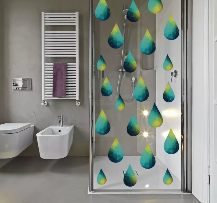 Kaleidoscope drops shower screen sticker - TenStickers