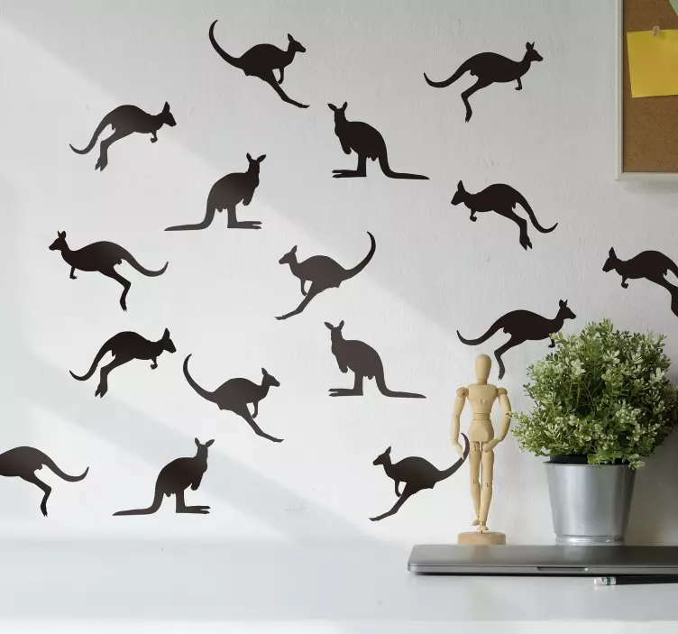 Kangaroo Set animal wall decal - TenStickers