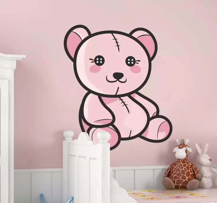 Kids Pink Teddy Bear Decal - TenStickers