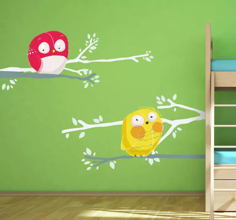 Kids Two Bird Branches Wall Sticker - TenStickers